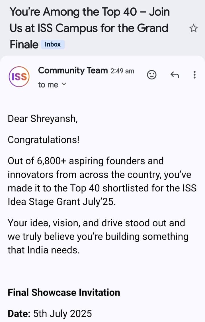 ISS Idea Stage Grant Selection